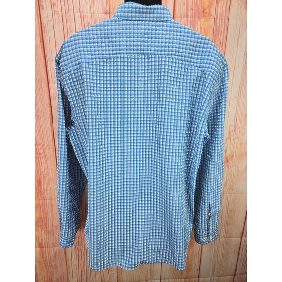 Orvis Mens Blue Checkered Long Sleeve Shirt XL Active Fit Roll-Tab Sleeve - Picture 2 of 8